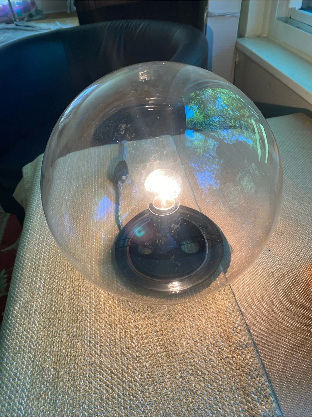 Glass Globe Table Lamp with Exposed Bulb - Clear Glass